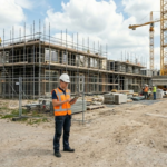 Project manager op de bouwplaats. Jan de isolatieman is geopend in de bouwvak, er wijzigt niks aan de openingstijden.