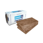 Een pak Knauf glaswol Acoustifit met plaat er naast