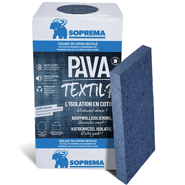 Pavatextil P katoenvezelplaat 1200x600x100mm 6pl/pak Rd:2.55 (=4,32 m²)