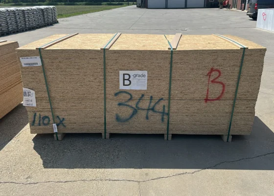 Outletpartij 344 B-keus OSB 2500x1250x9mm 110st (=343,75m²)