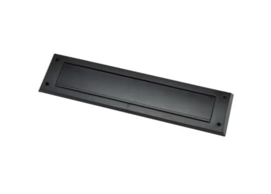 Brievenbusklep met borstel zwart 343x80x10mm